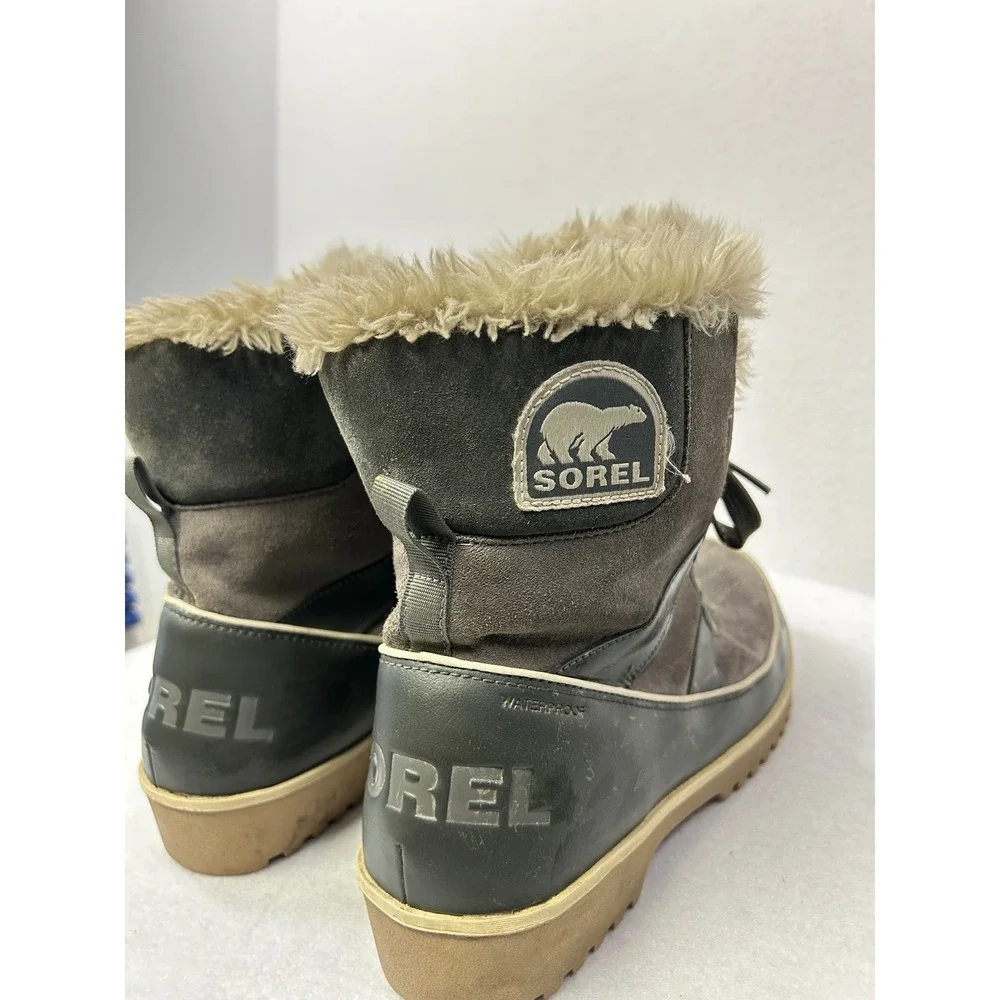 Winter Snow Sorel Womens 10 Shale Grey Waterproof Faux Fur Winter Carnival Boots